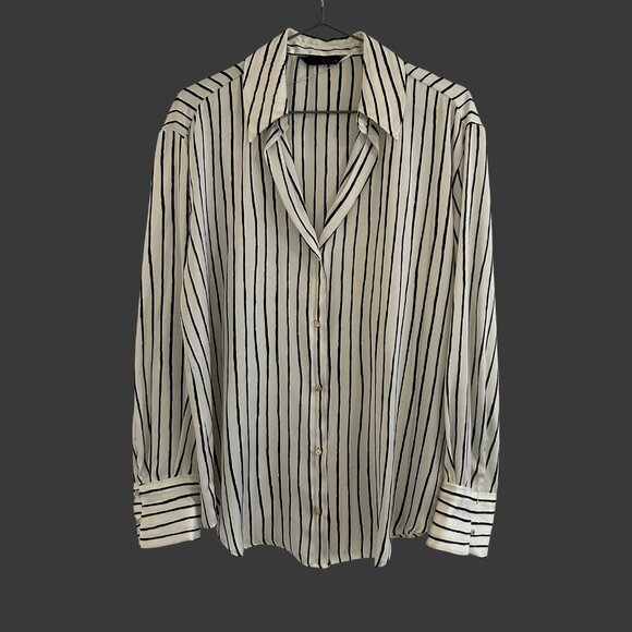 ZARA Stain-Effect Vertical Stripe Blouse – XS – Made in Morocco - Picture 1 of 4